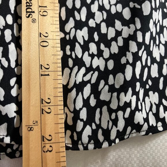 Talbots Smocked Ruffled Blouse Flowy Abstract Animal Print, 3/4 Sleeve, sz MP - Picture 12 of 13